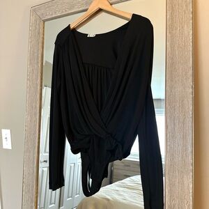 Intimately Free People Black Long Sleeve Bodysuit Size Medium
